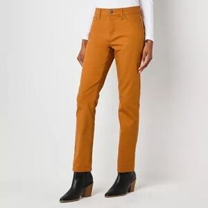 St Johns Bay Secretly Slender Jeans Women 14 Roasted Pecan Slimming Straight NEW